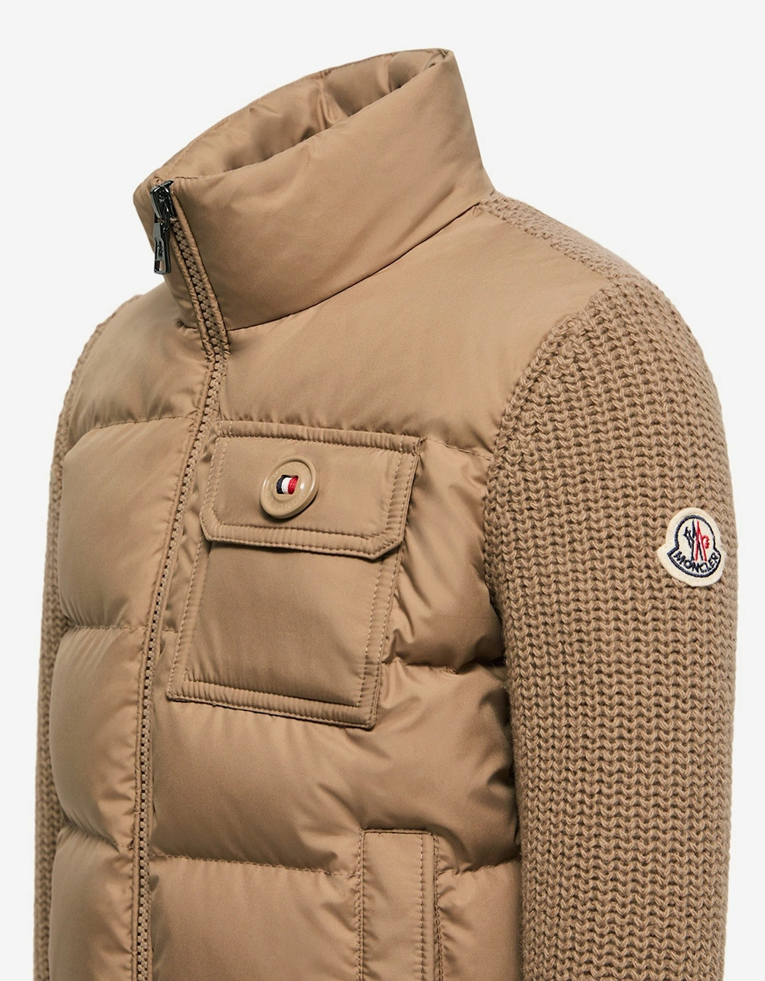 Moncler Enfant Boys Down Padded and Wool Jacket in Brown