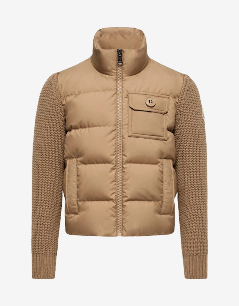 Moncler Enfant Boys Down Padded and Wool Jacket in Brown