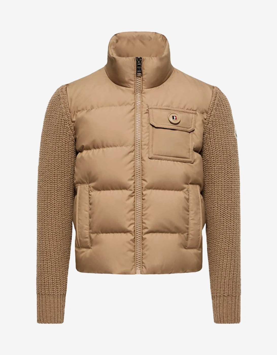 Moncler Enfant Boys Down Padded and Wool Jacket in Brown