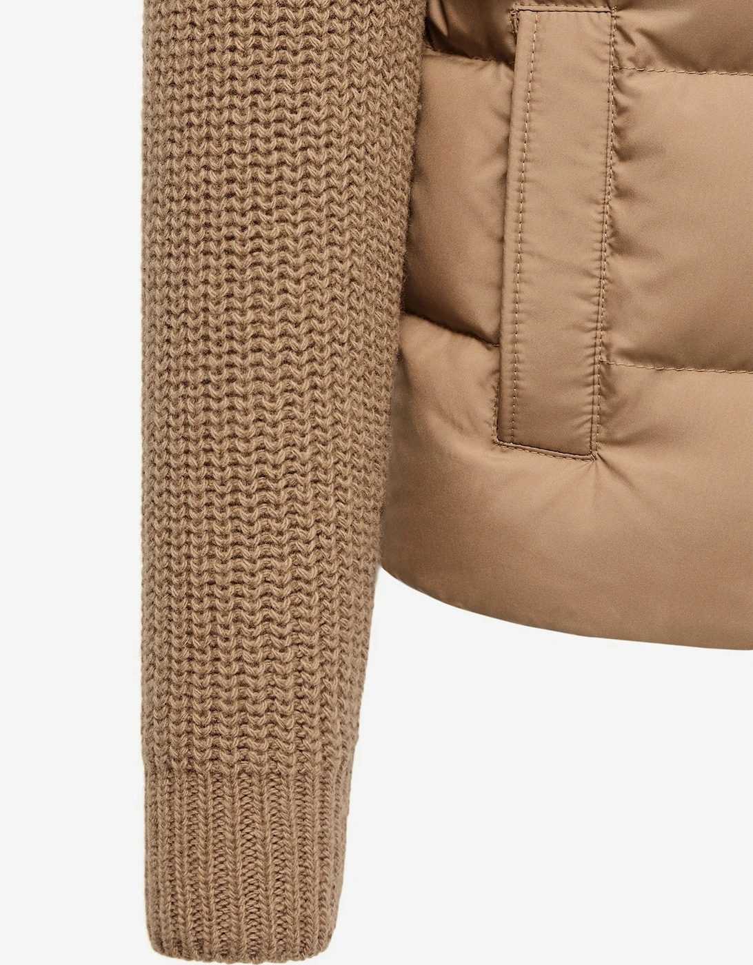 Moncler Enfant Boys Down Padded and Wool Jacket in Brown