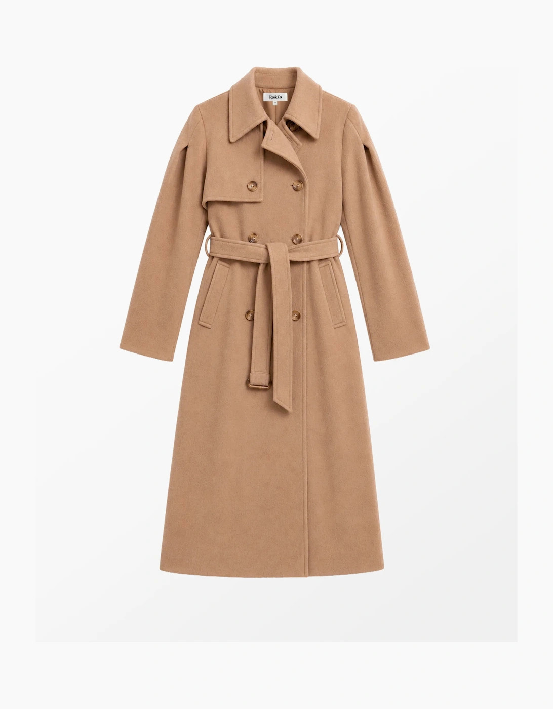 Petite Camel Wool Blend Trench Coat