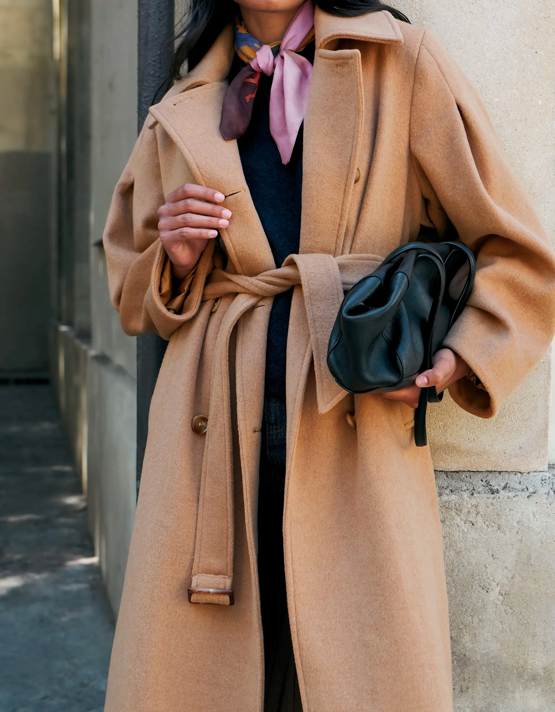 Petite Camel Wool Blend Trench Coat