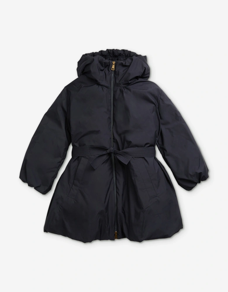 Moncler Enfant Girls Down Padded Seble Long Coat in Navy
