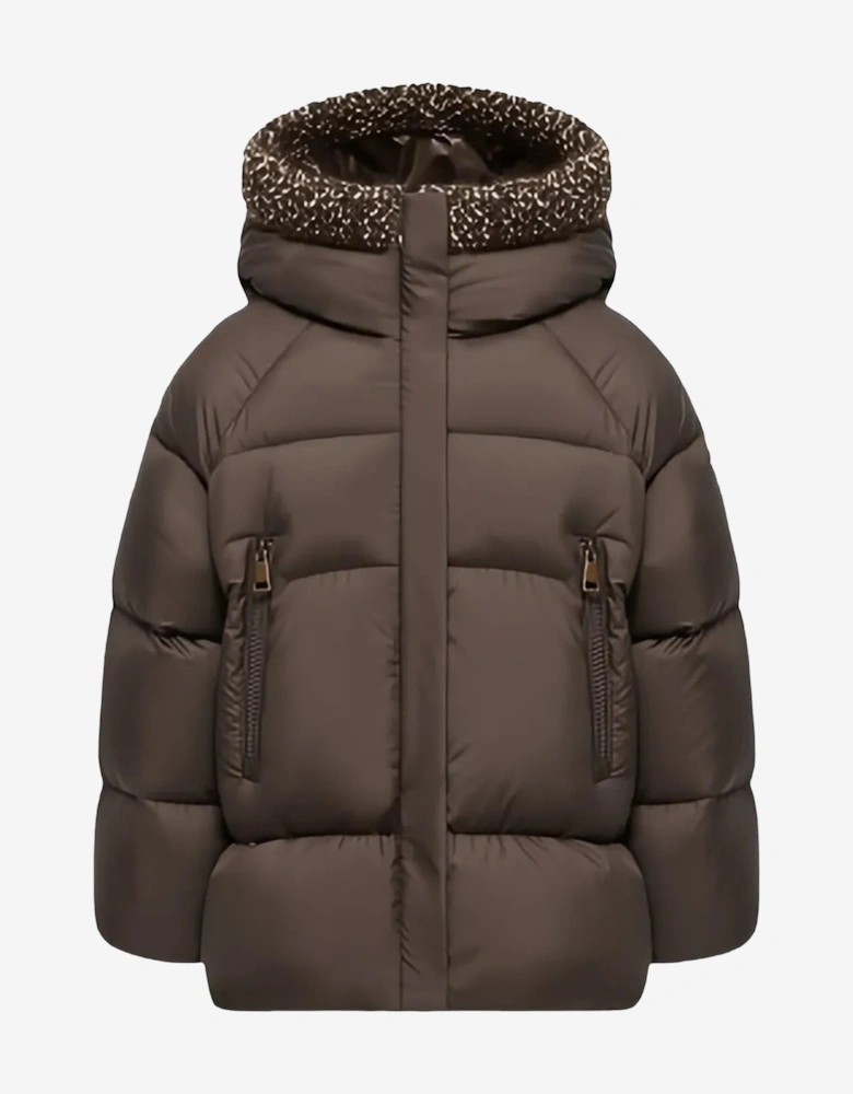 Moncler Enfant Girls Down Padded Duilla Jacket in Brown