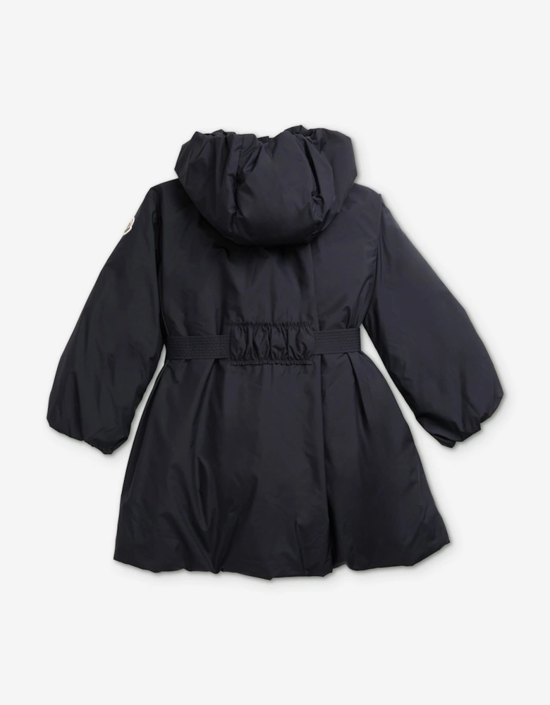 Moncler Enfant Girls Down Padded Seble Long Coat in Navy