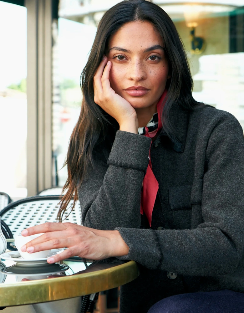 Charcoal Knit Cardigan With Wool
