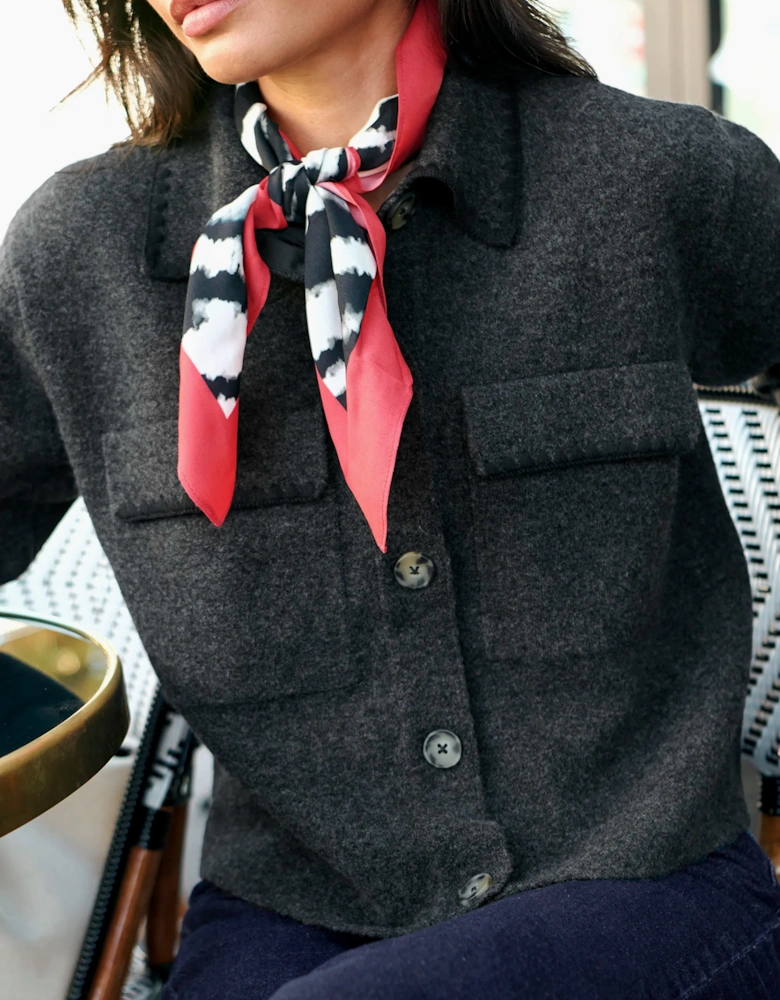 Charcoal Knit Cardigan With Wool