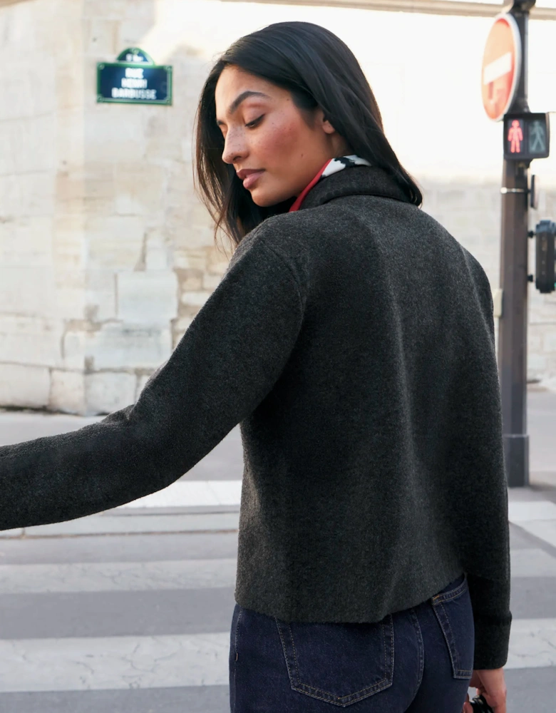Charcoal Knit Cardigan With Wool