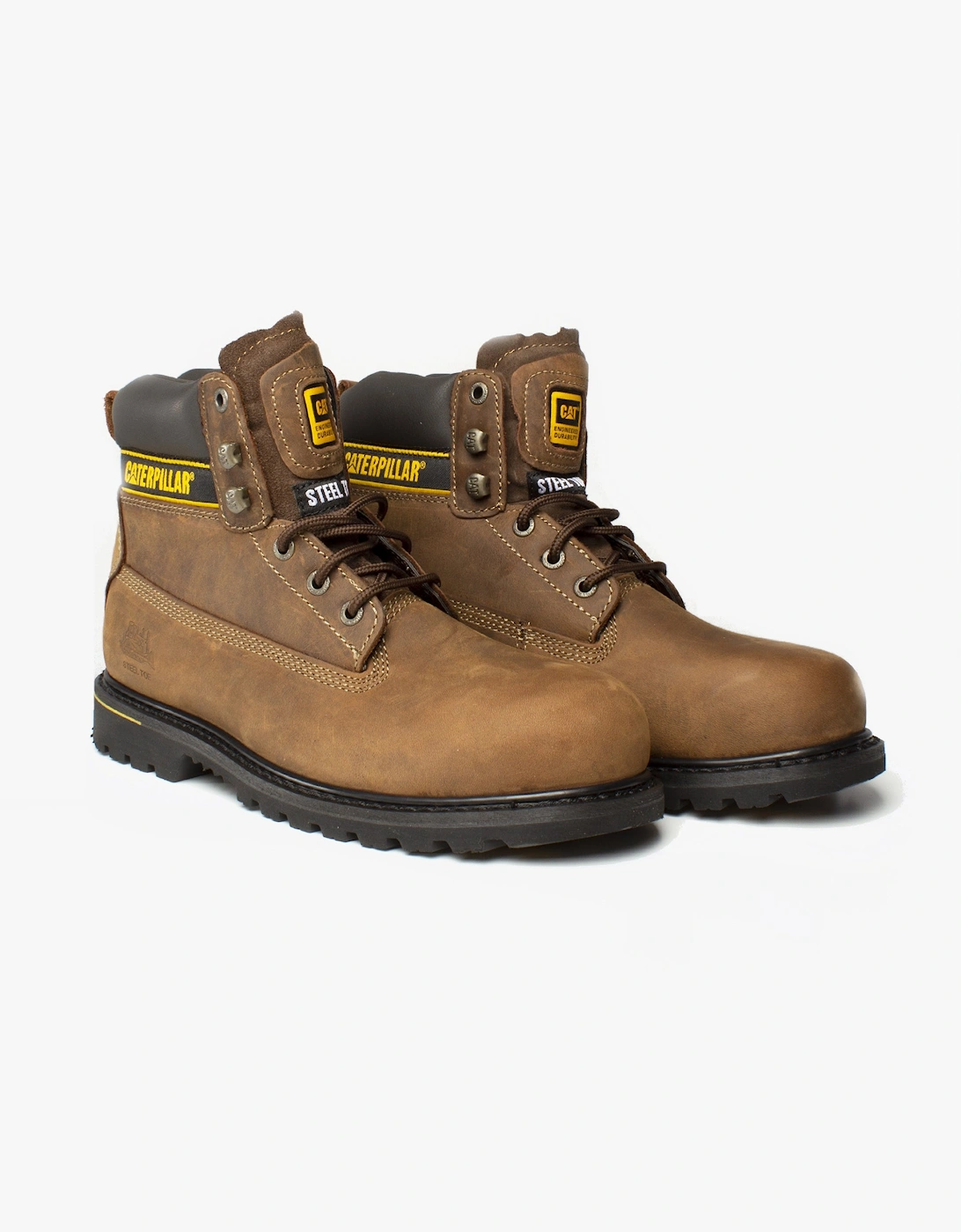 CAT HOLTON S3 Mens Leather Safety Boots Brown