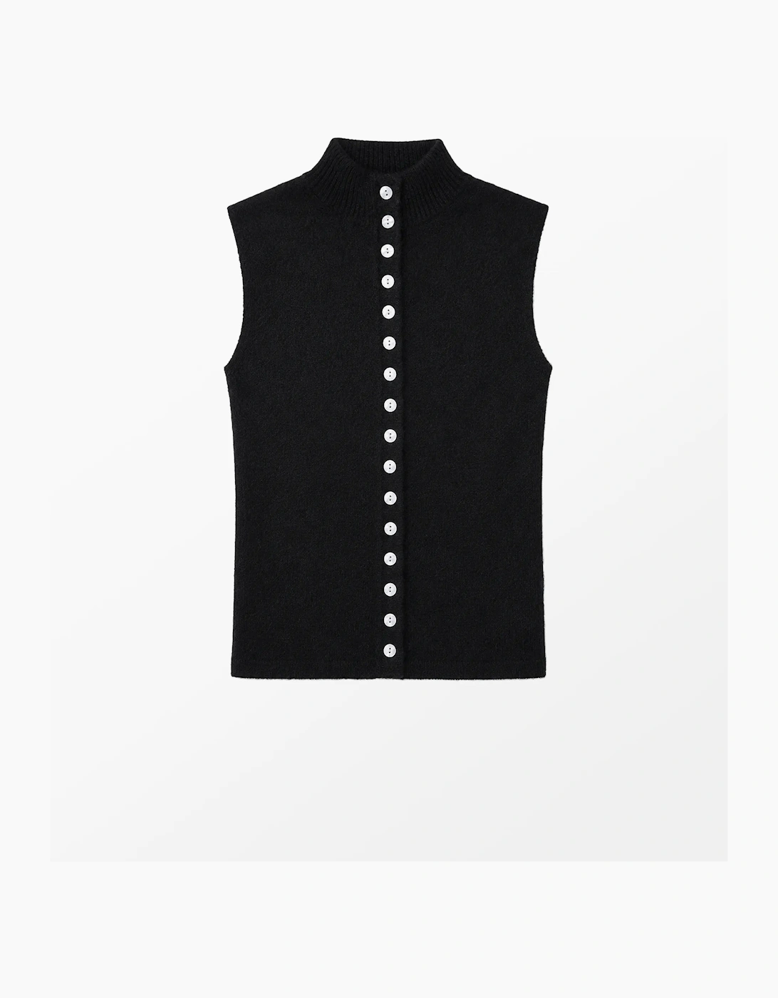 Black Pearl Button Through Knit Top With Wool And Alpaca