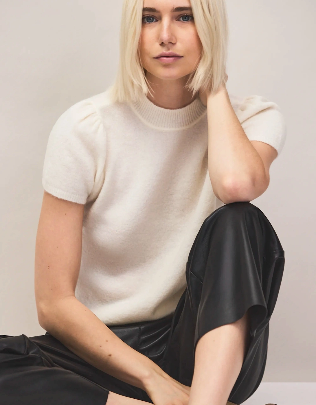 Ivory Knit Top With Wool And Alpaca