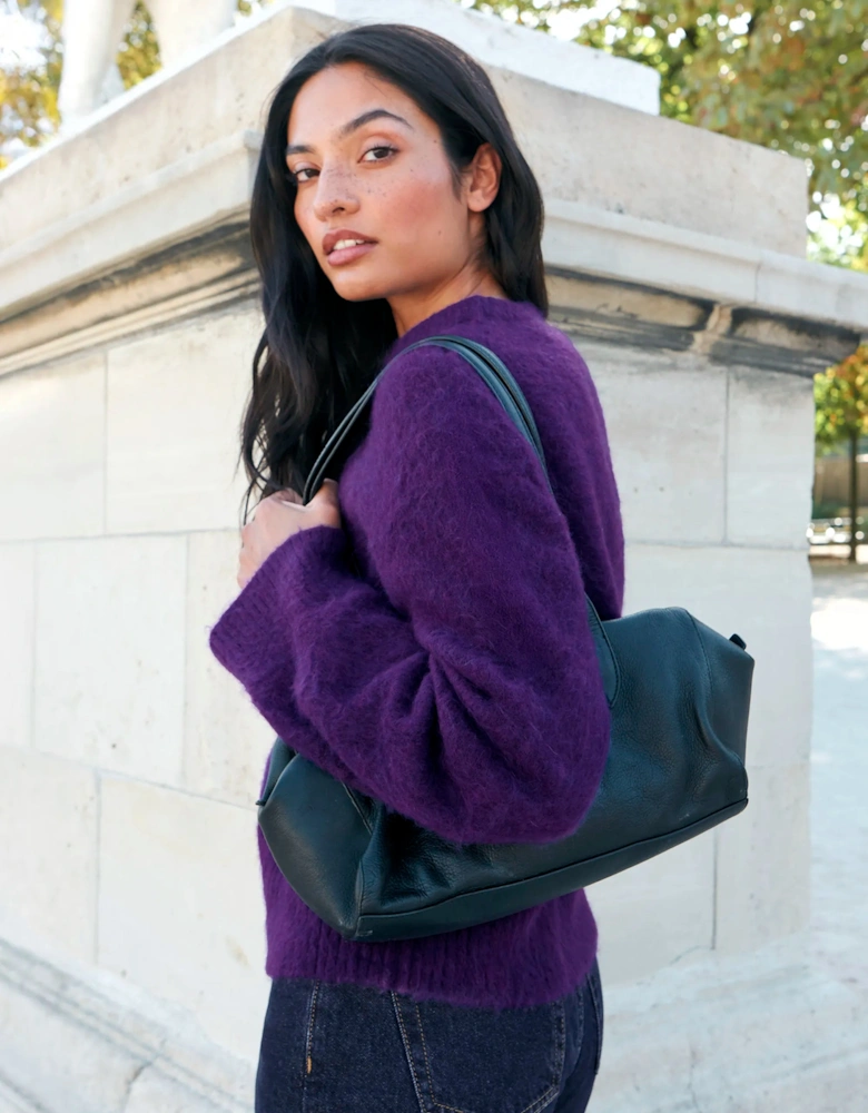 Purple Crew Neck Jumper With Wool And Mohair