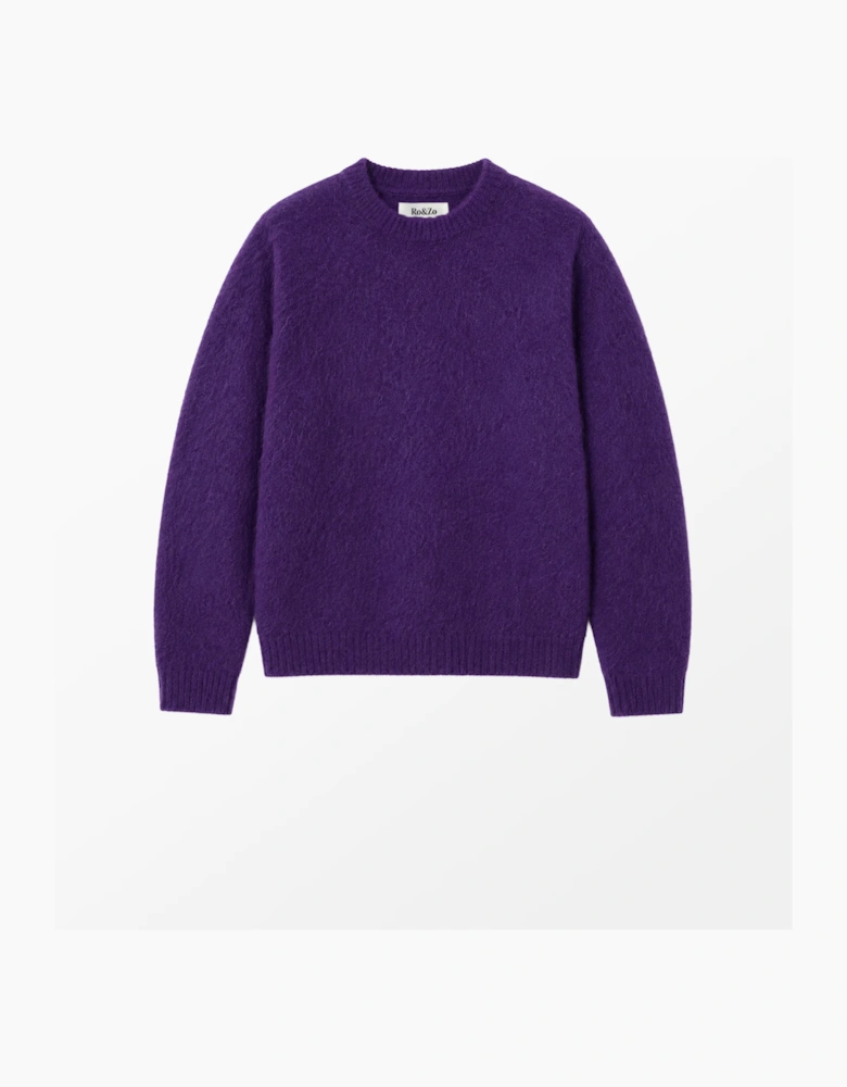 Purple Crew Neck Jumper With Wool And Mohair