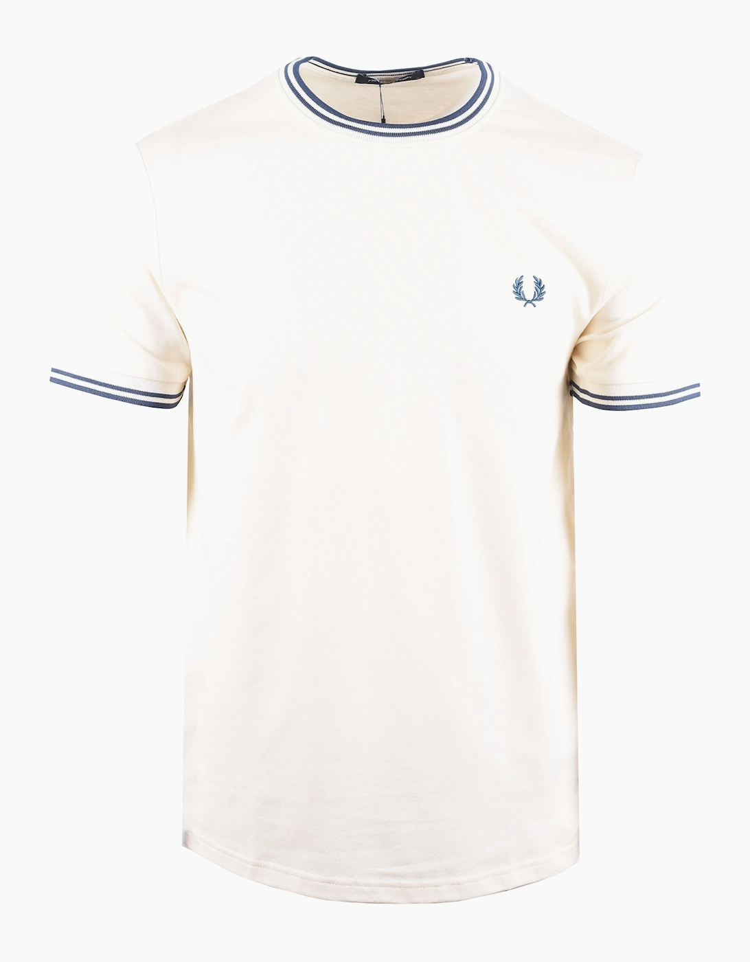 FRED PERRY TWIN TIPPED T-SHIRT ECRU/MOD BLUE