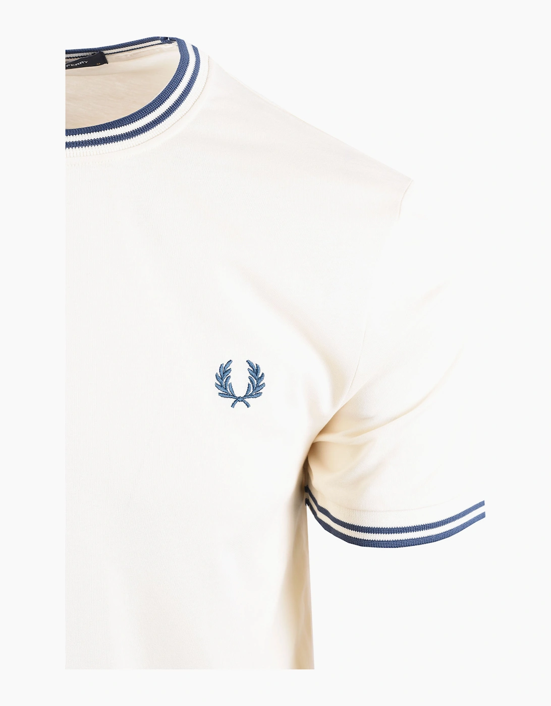 FRED PERRY TWIN TIPPED T-SHIRT ECRU/MOD BLUE
