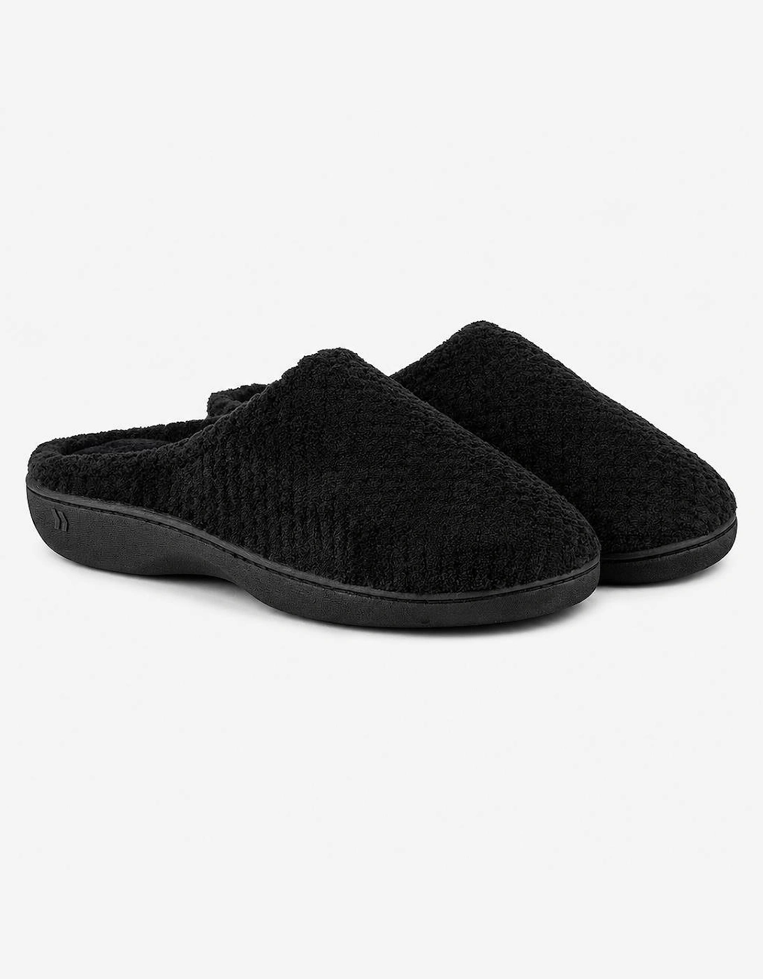 Totes Isotoner POPCORN TERRY Womens Mule Slippers Black