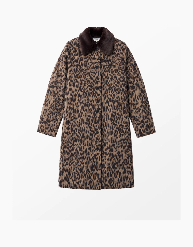 Leopard Print Car Coat With Wool