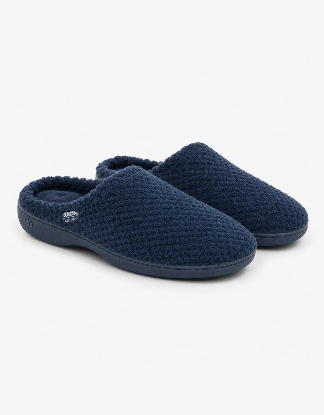 Totes Isotoner POPCORN TERRY Womens Pillowstep Mule Slippers Navy