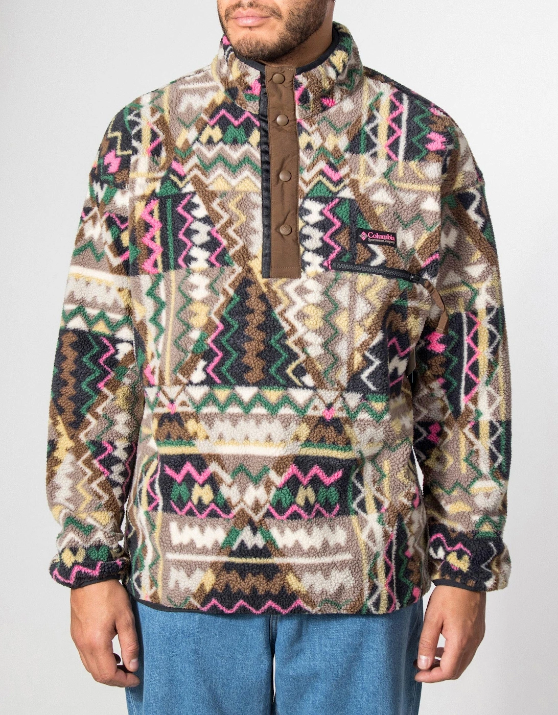 Regular Fit Helvetia II Printed Half Snap Fleece