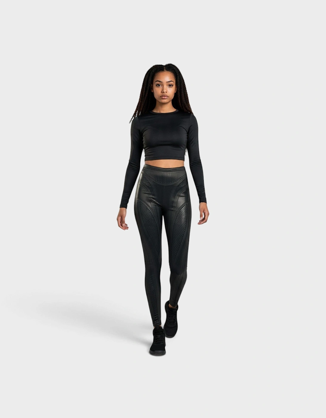 Embossed Iridescent Leggings Trousers Black