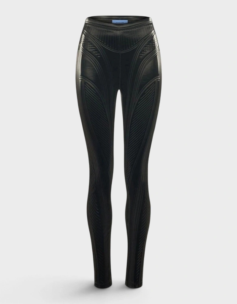 Embossed Iridescent Leggings Trousers Black