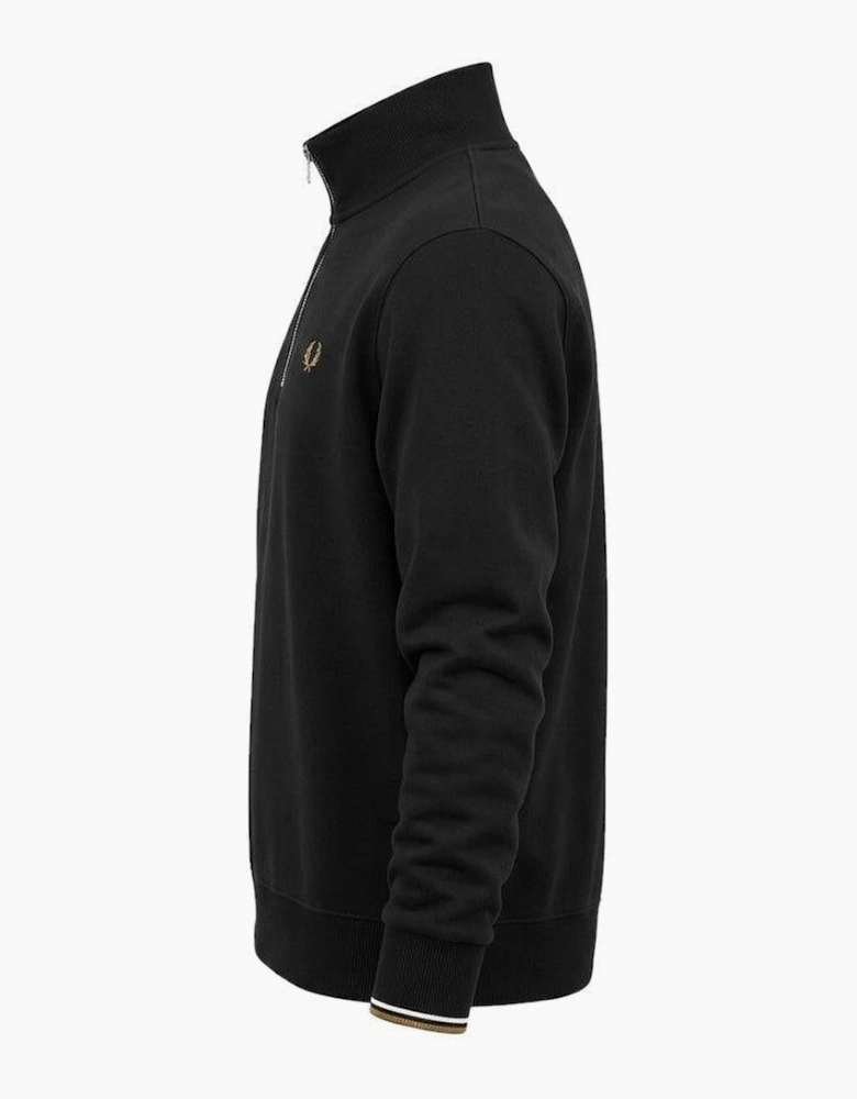 Fred Perry Half Zip Sweatshirt Black/Snow White/Bronze