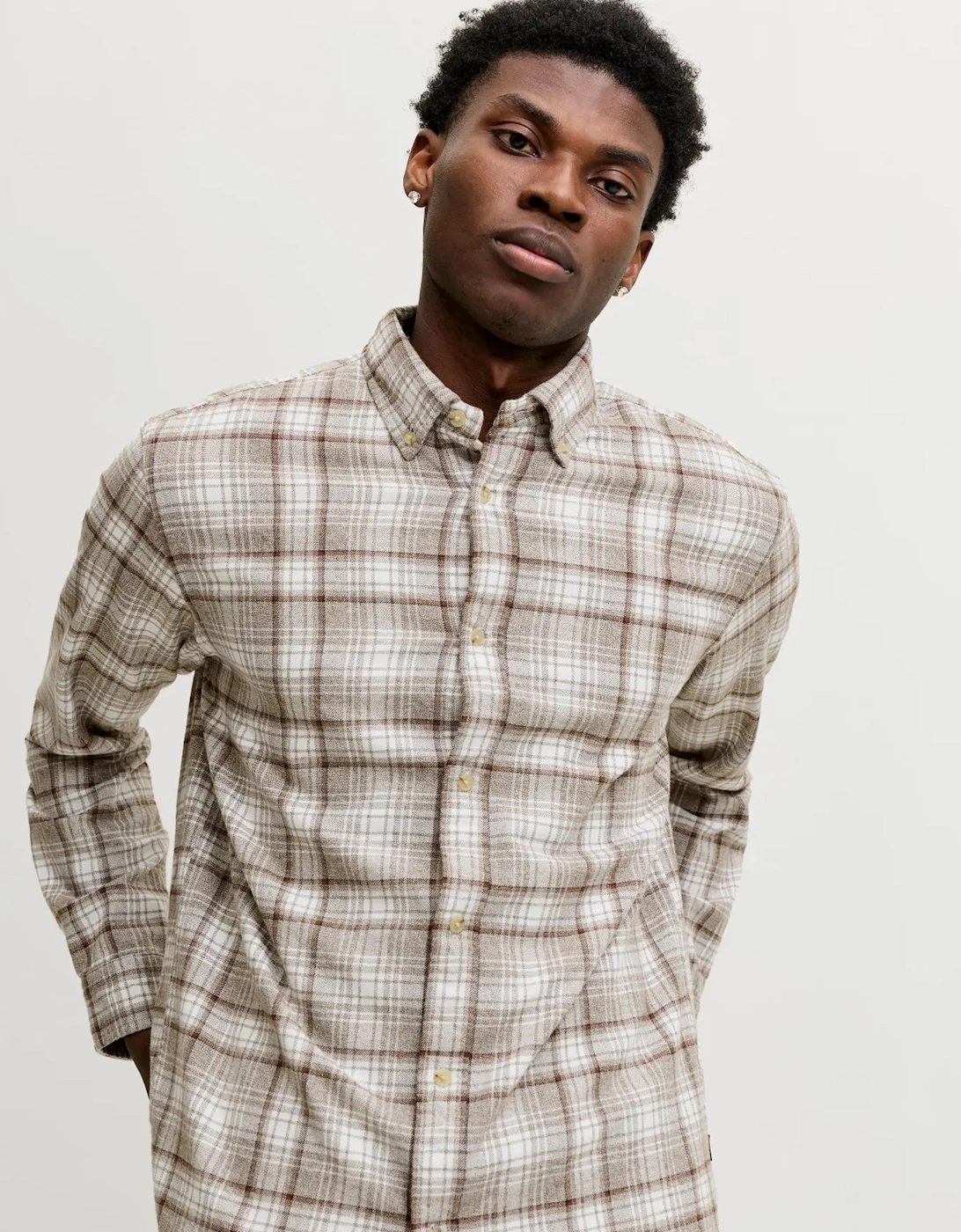 Jack & Jones JPRBluharvey flannel check Long Sleeve Shirt Plaza Taupe