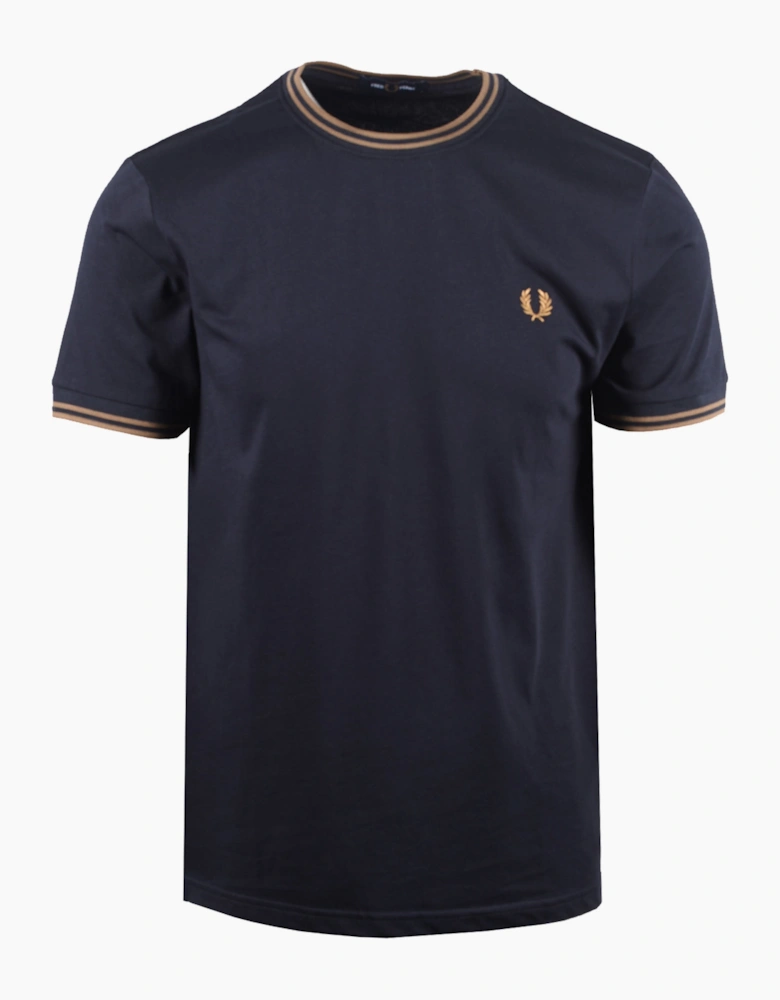 FRED PERRY TWIN TIPPED T-SHIRT NAVY/BRONZE