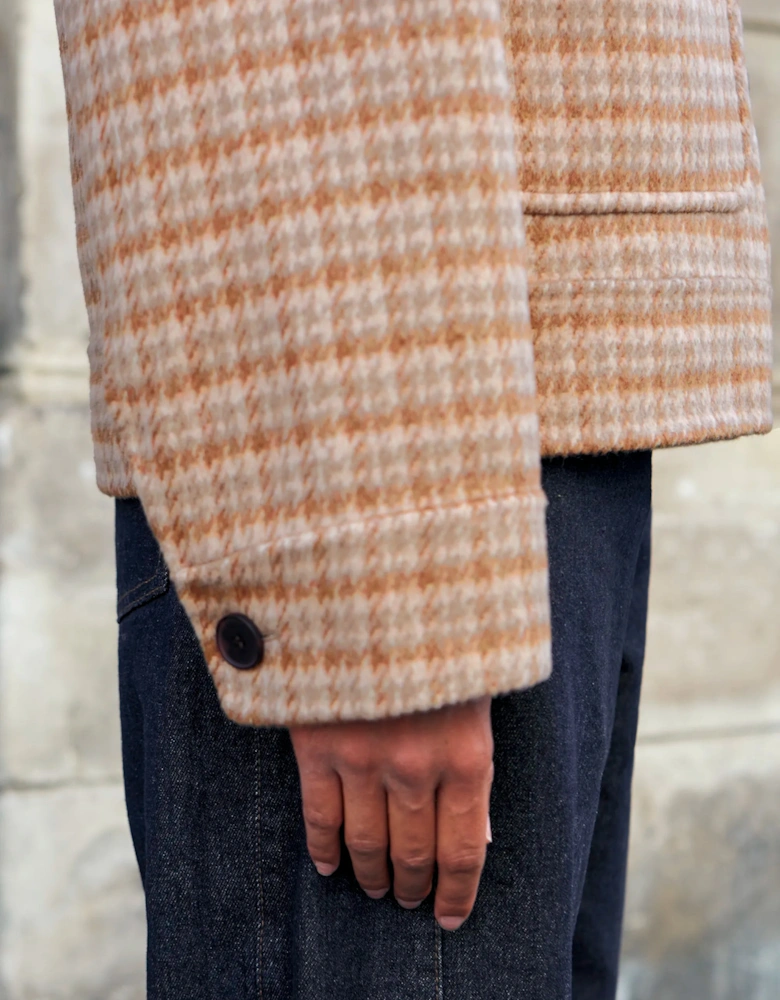 Camel Check Double-Faced Jacket With Wool