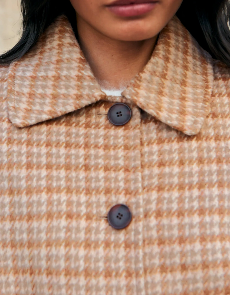 Camel Check Double-Faced Jacket With Wool