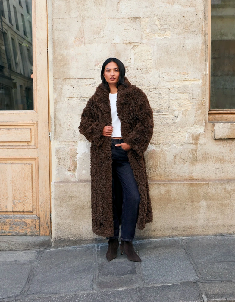 Chocolate Faux Fur Longline Coat