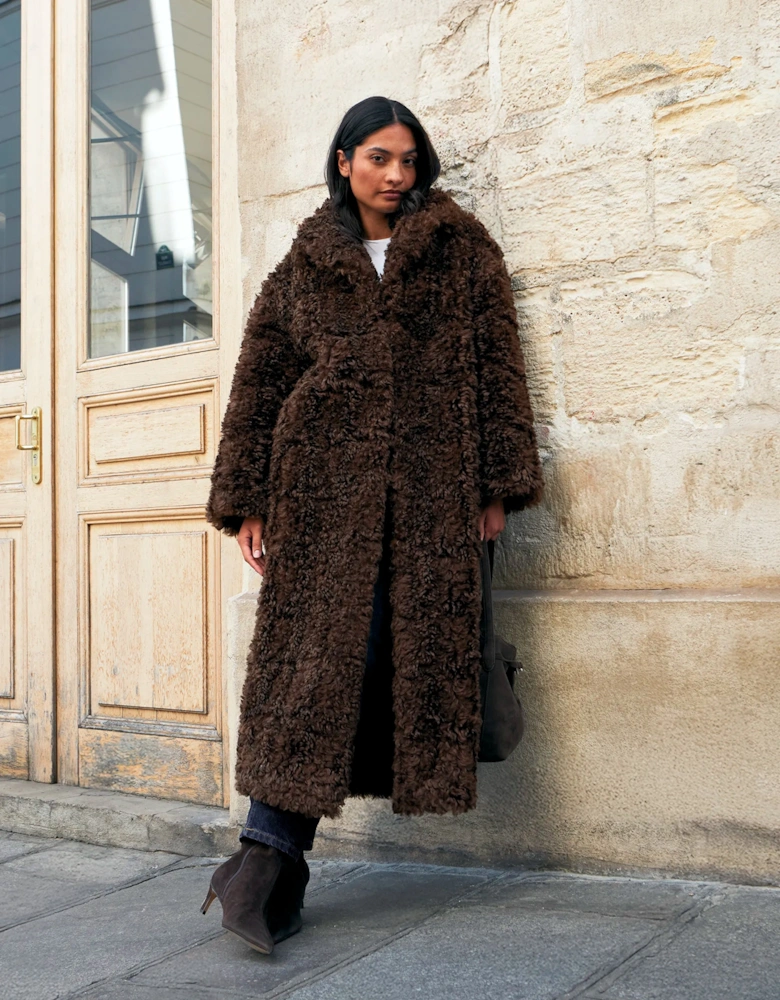 Chocolate Faux Fur Longline Coat