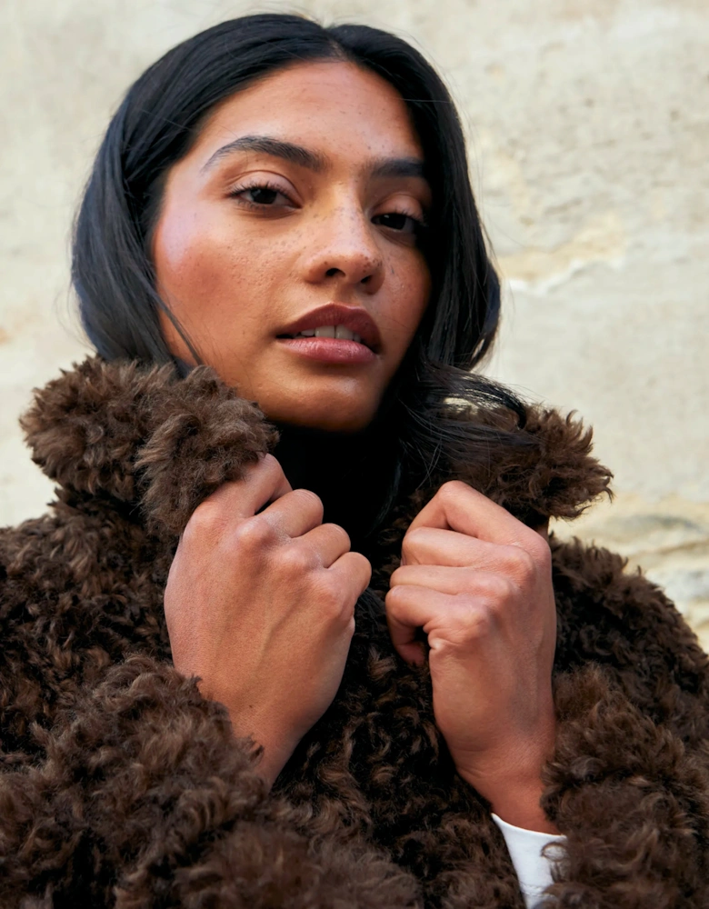 Chocolate Faux Fur Longline Coat