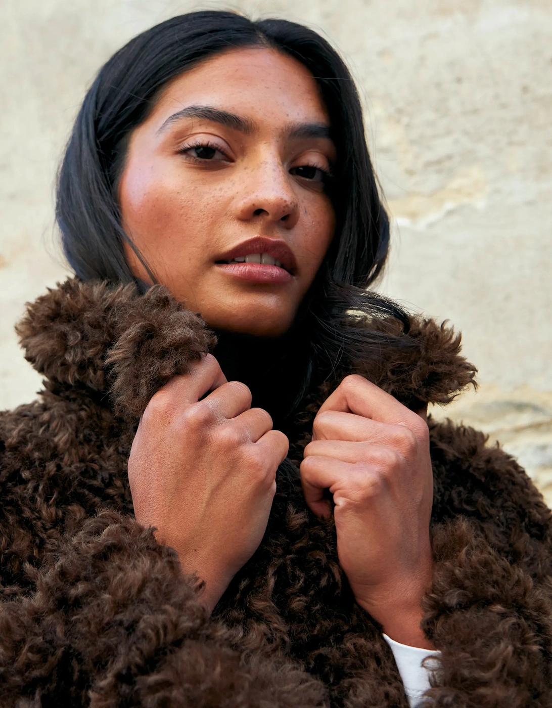 Chocolate Faux Fur Longline Coat