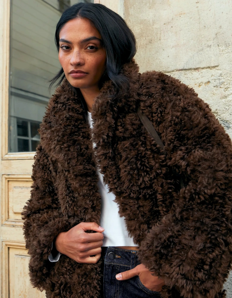 Chocolate Faux Fur Longline Coat