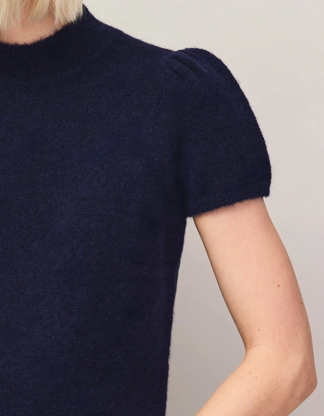 Navy Knit Top With Wool And Alpaca