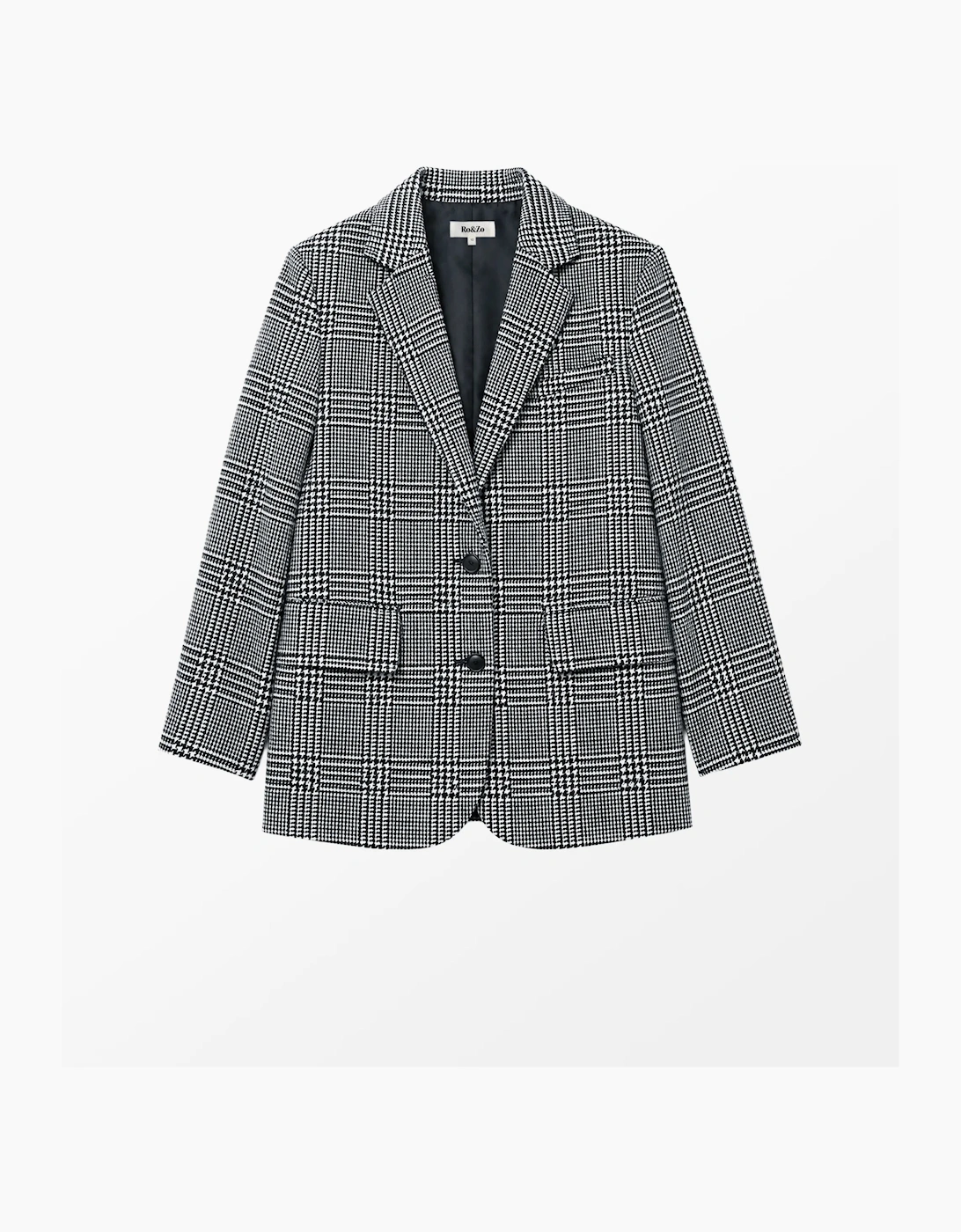 Petite Mono Check Oversized Blazer With Wool