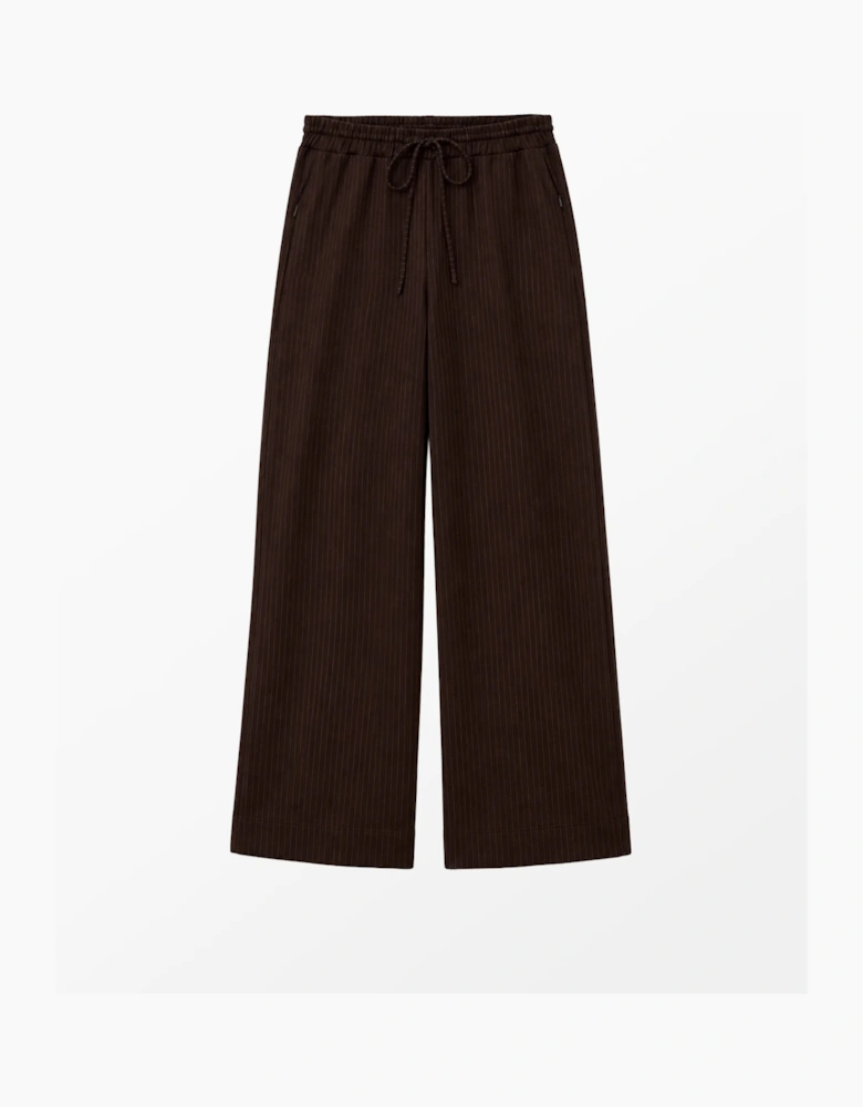 Petite Brown Pinstripe Wide Leg Jogger