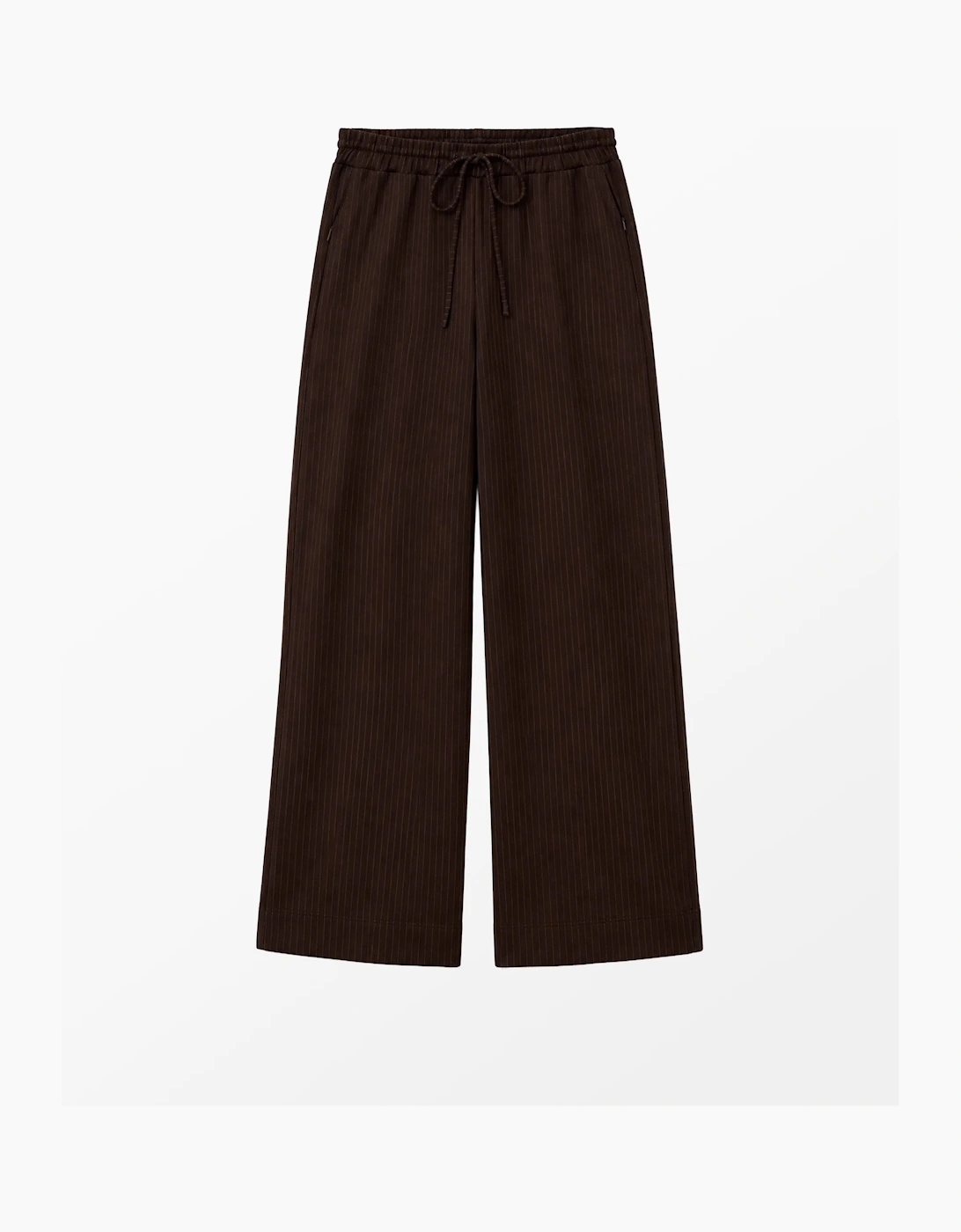 Petite Brown Pinstripe Wide Leg Jogger