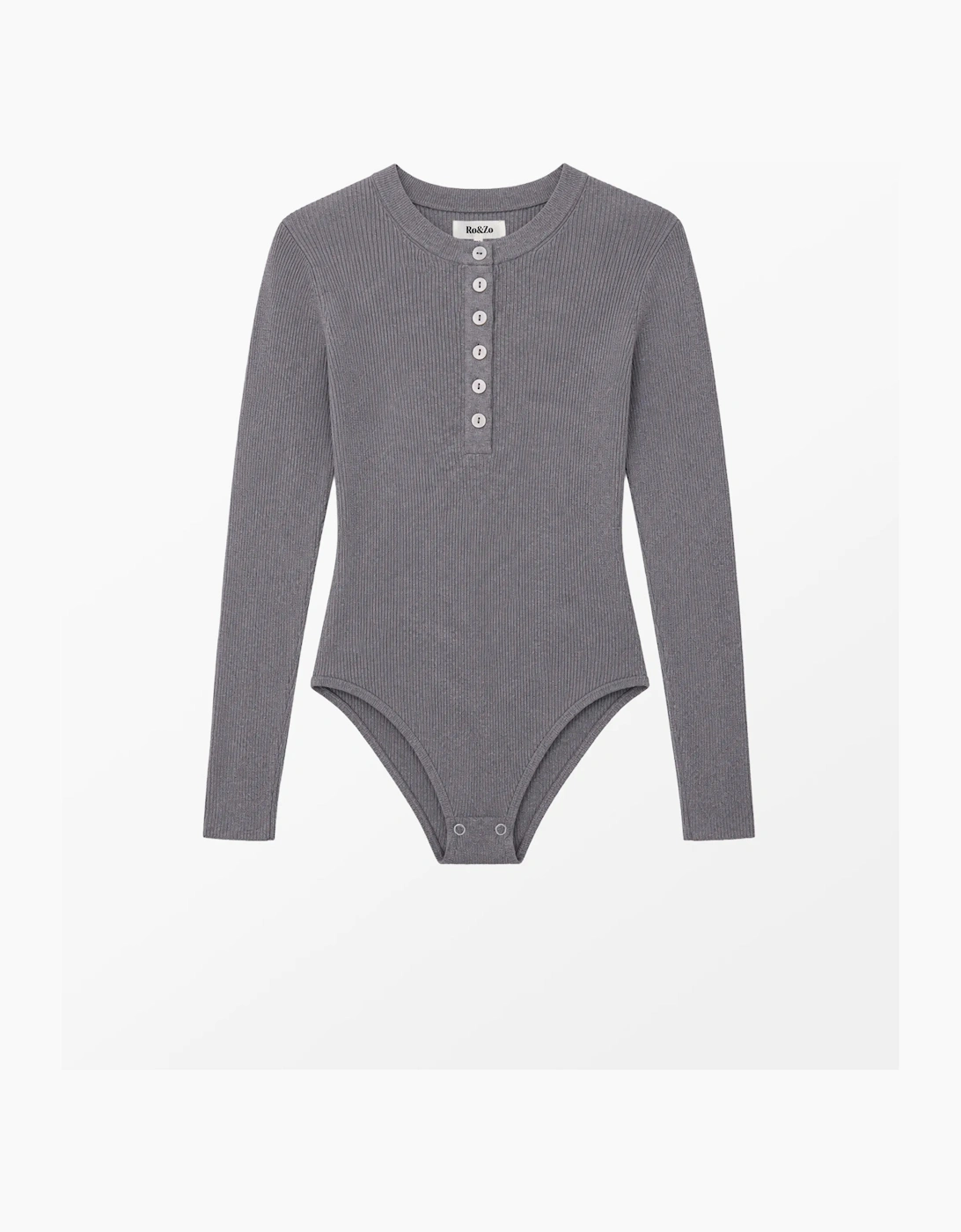 Grey Rib Knit Henley Bodysuit