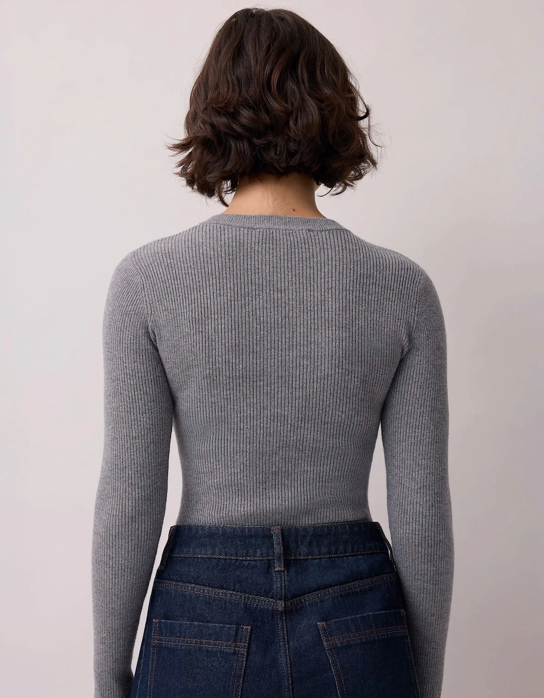 Grey Rib Knit Henley Bodysuit