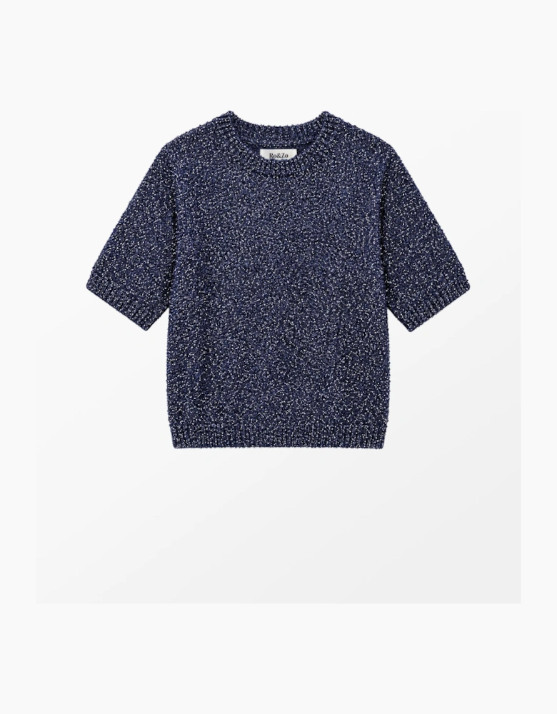 Navy Sparkle Knit Top