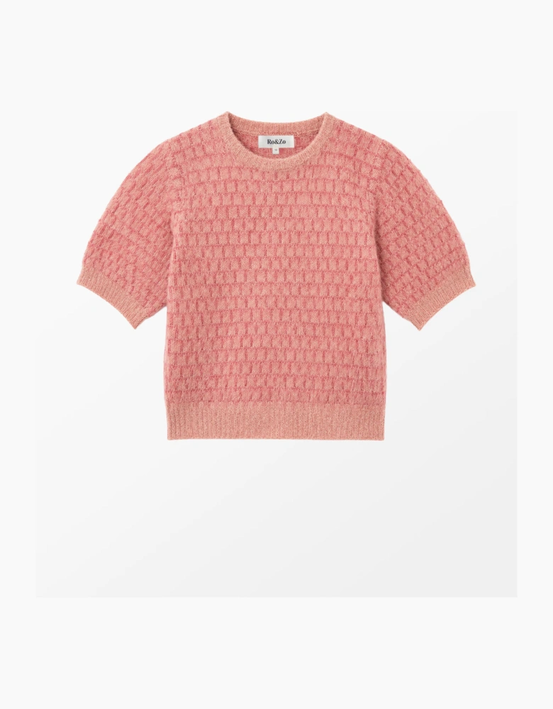 Pink Stitch Brushed Knit Top With Wool And Alpaca