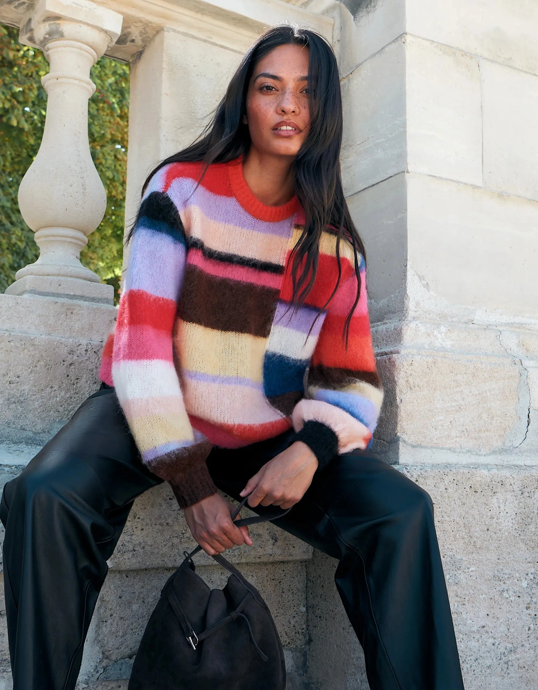 Multi Brushed Jumper With Wool And Mohair