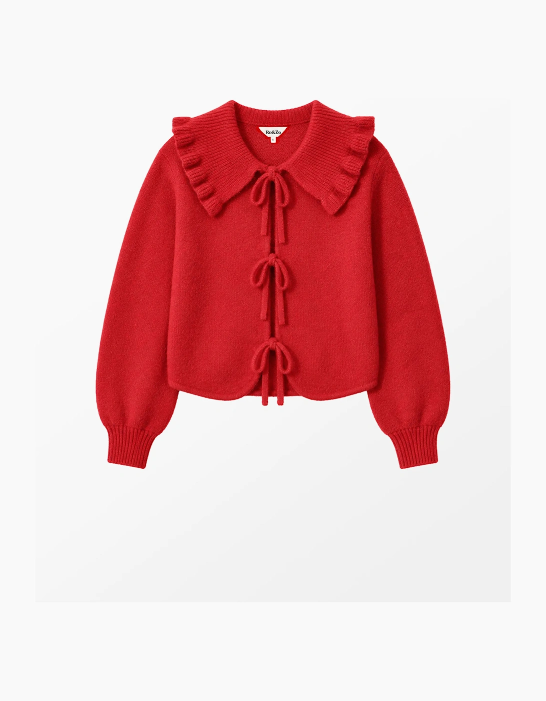 Red Tie Front Cardigan With Wool
