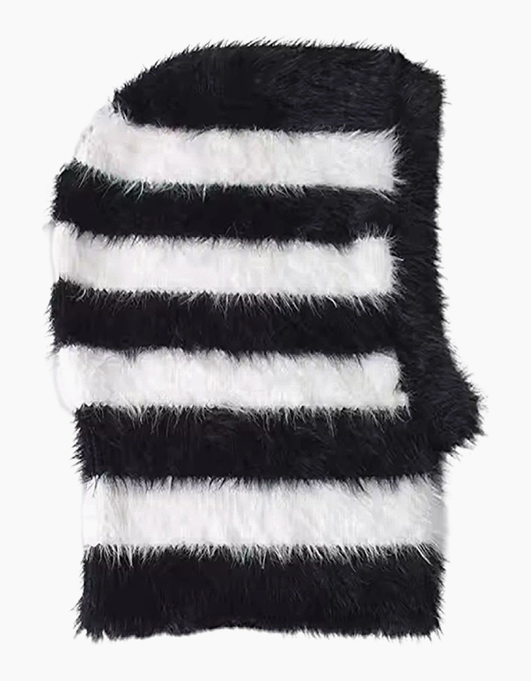 Black And White Striped Fuzzy Balaclava