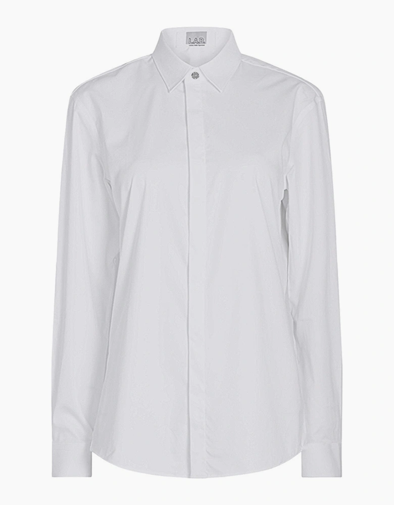 White Bamboo Shirt With Hidden Buttons