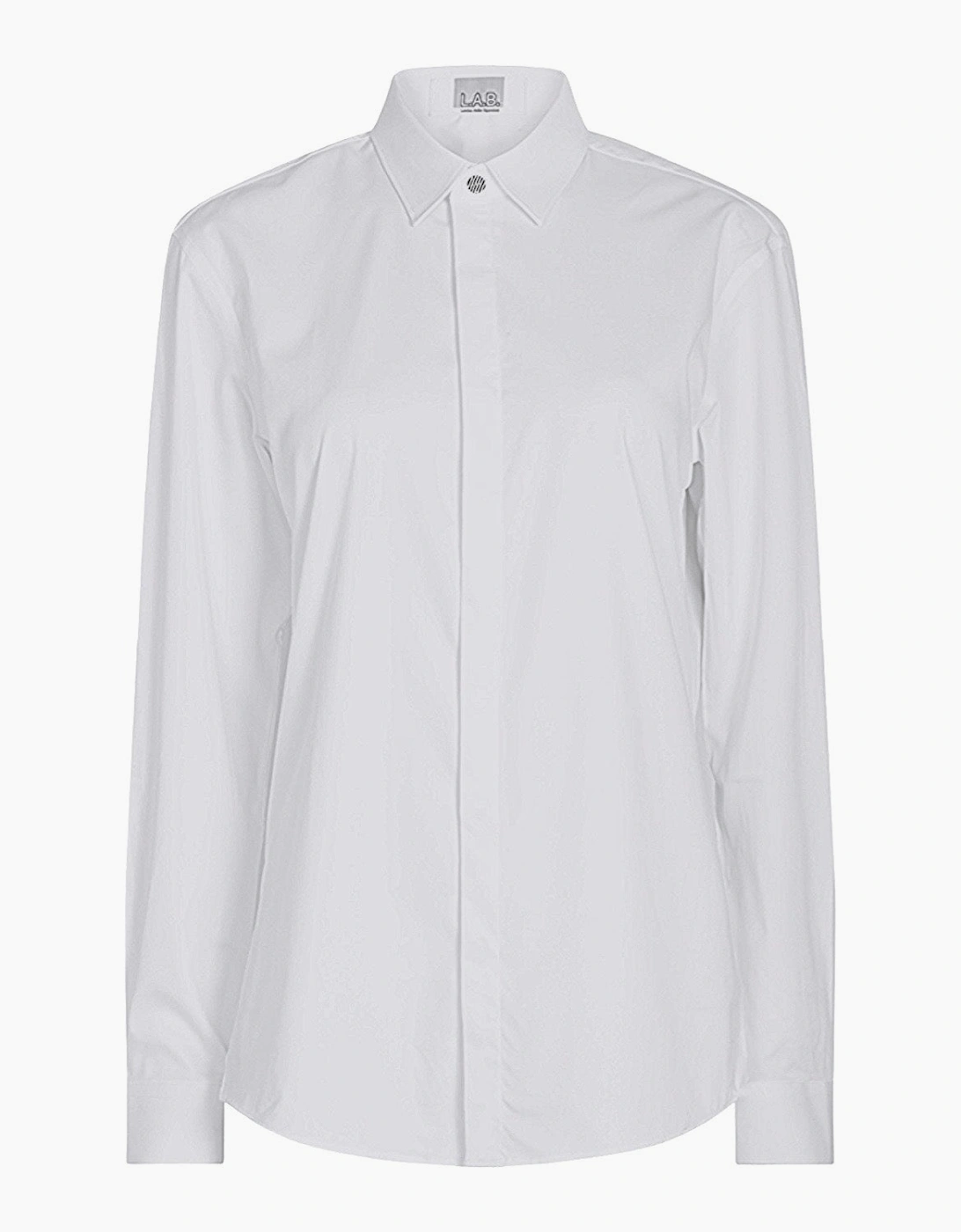 White Bamboo Shirt With Hidden Buttons