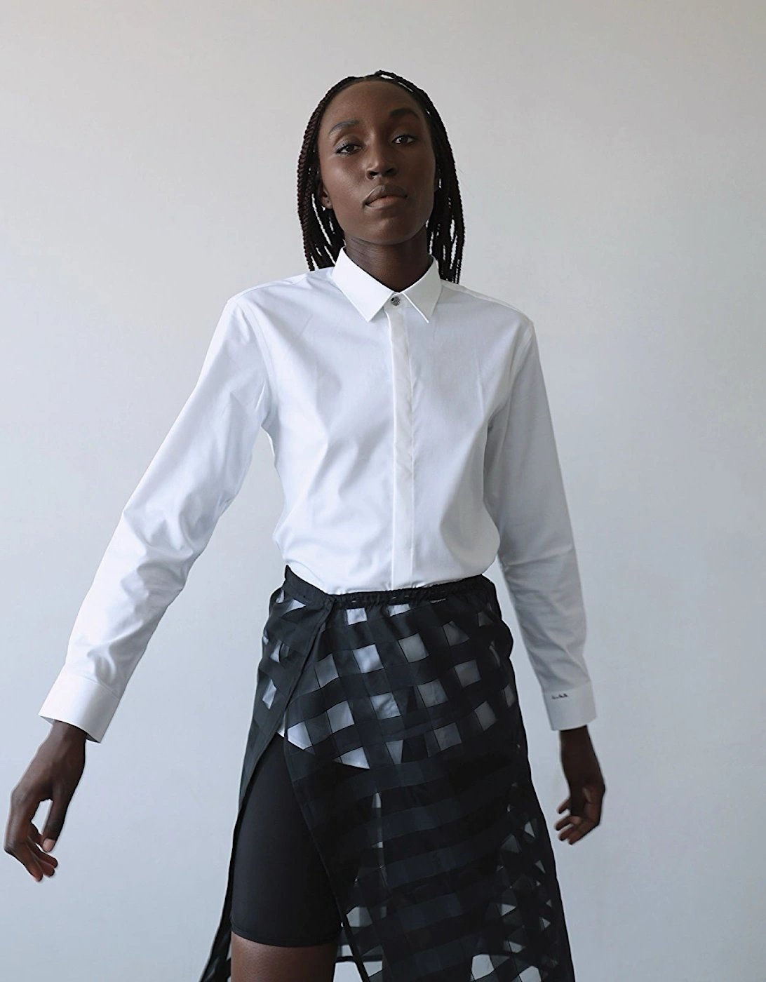 White Bamboo Shirt With Hidden Buttons