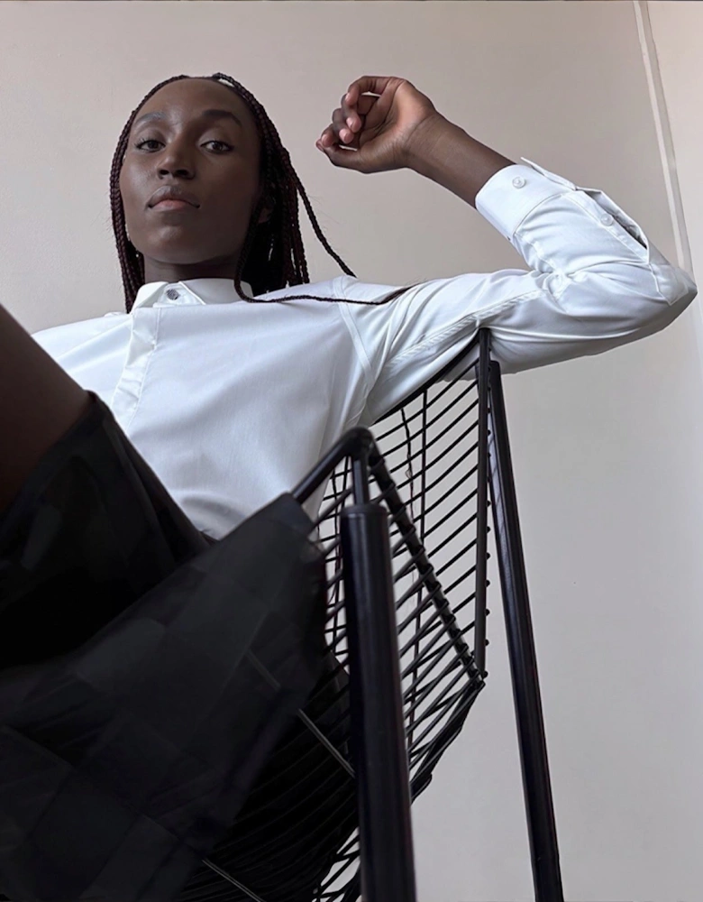 White Bamboo Shirt With Hidden Buttons